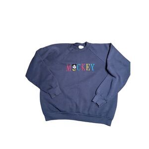 Vintage Mickey Crewneck Embroidered Navy XL  Note
